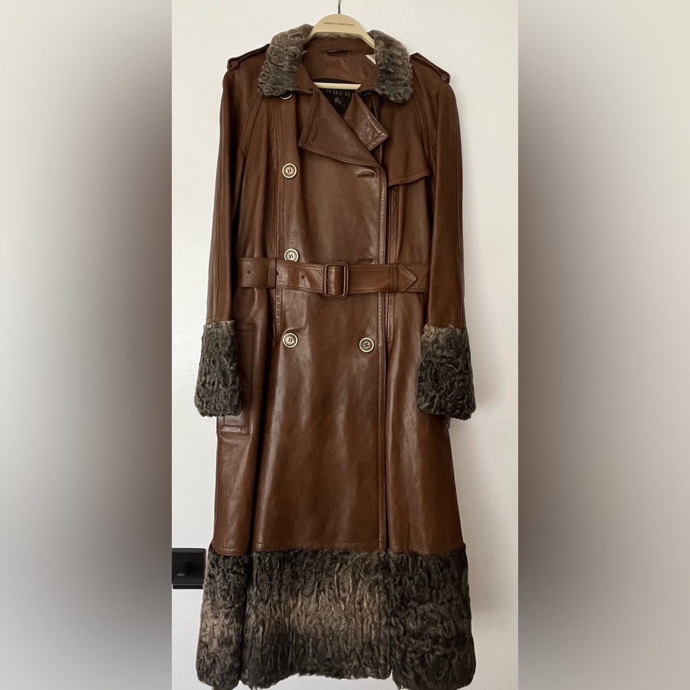 Burberry Leather and Astrakhan Sheepskin Trench